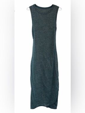 Leith Dark Green Sleeveless Draped Midi Dress